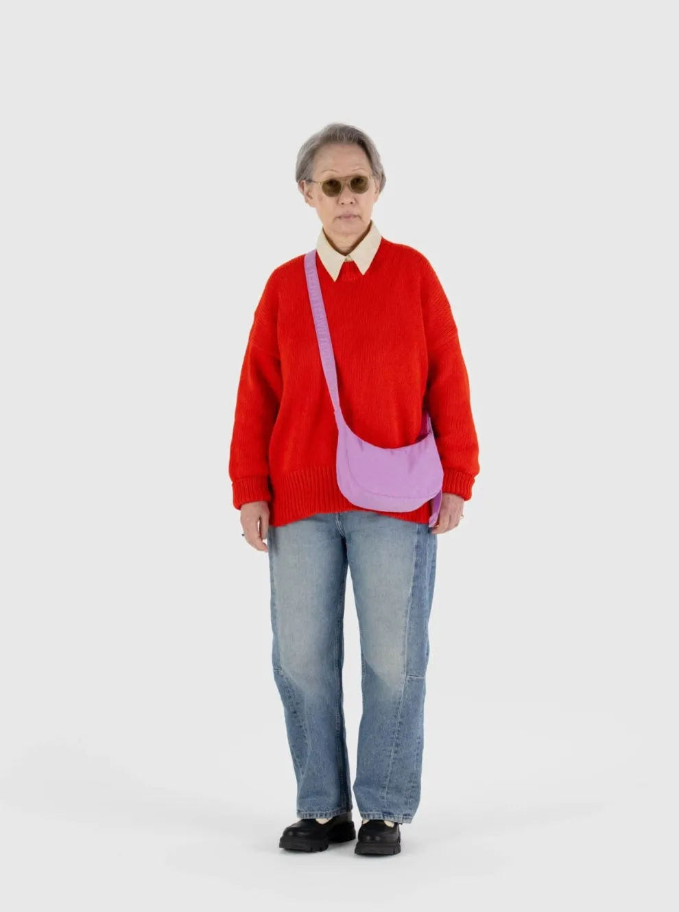 BAGGU Small Crescent Nylon Bag - Peony