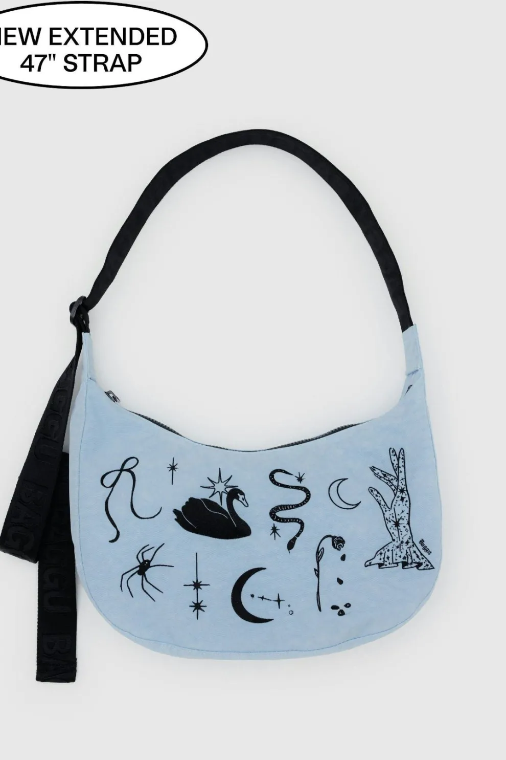 BAGGU Medium Crescent Nylon Bag - Embroidered Ballet Icons
