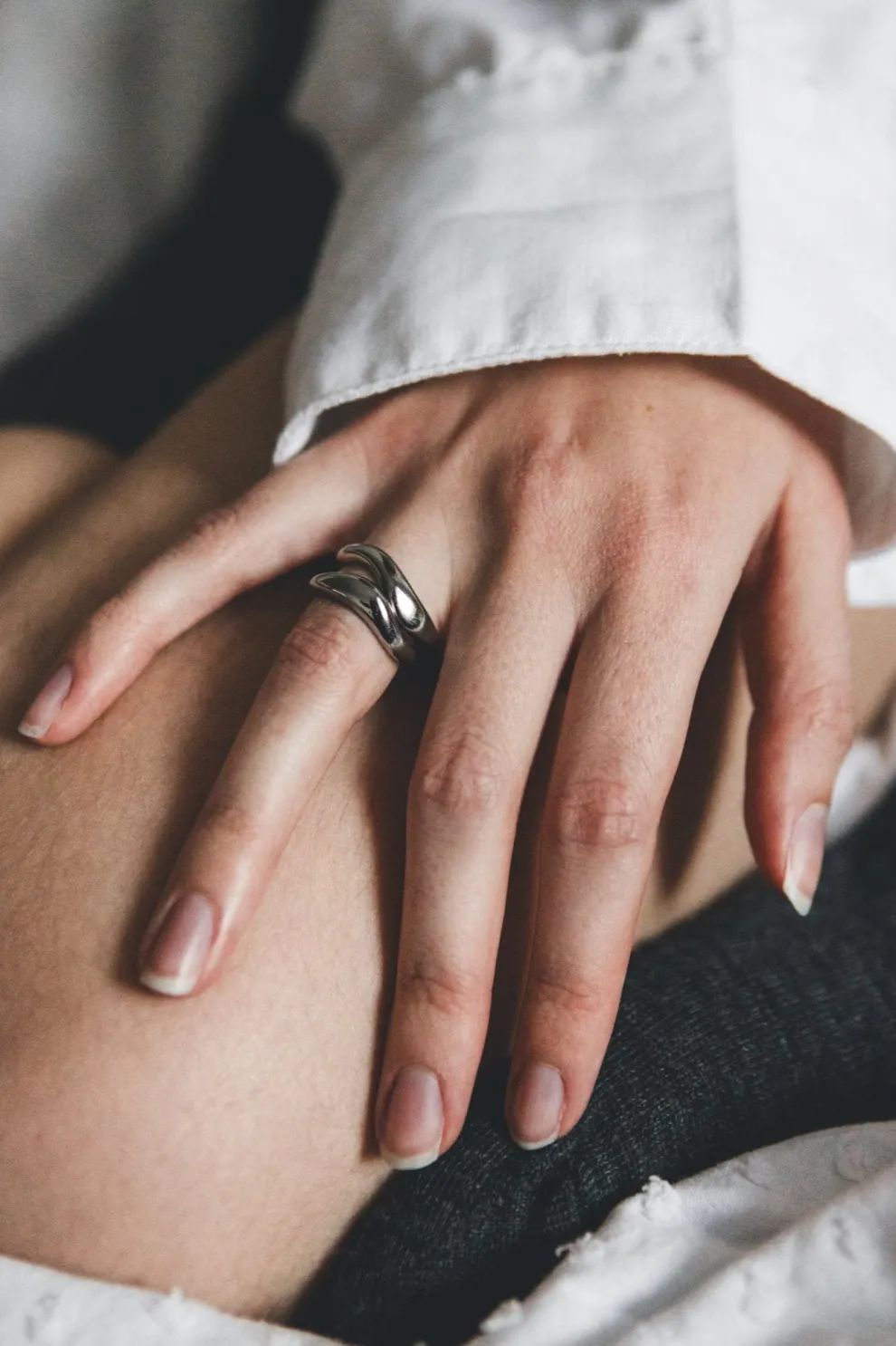 TWENTY COMPASS Curved Ring Duo - Stainless Steel